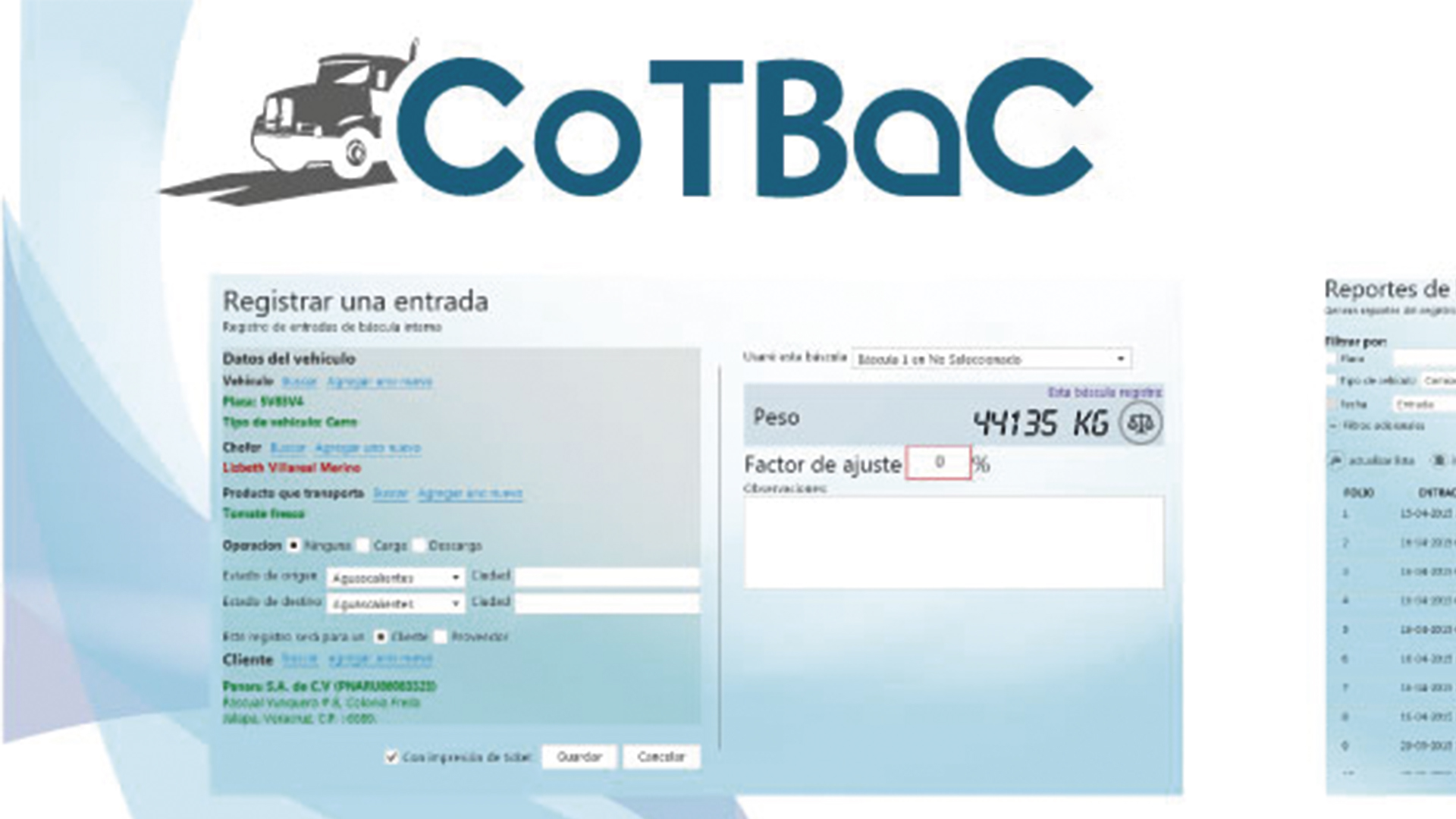 Software para Báscula Camionera CoTBaC: Control de básculas camioneras